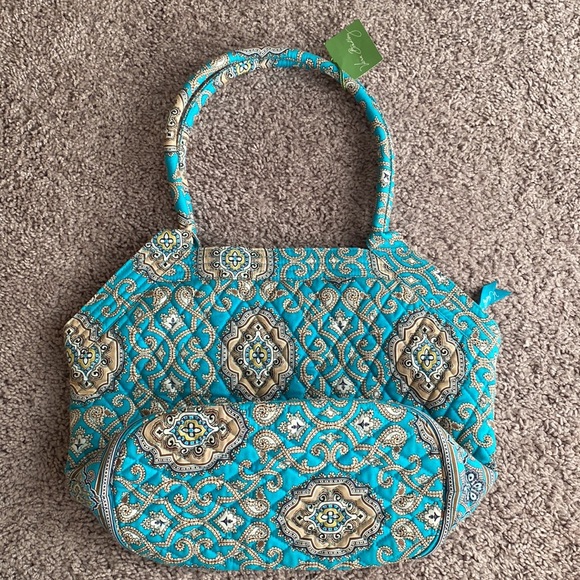 NWT Vera Bradley Totally Turq Angle Tote - Picture 2 of 4